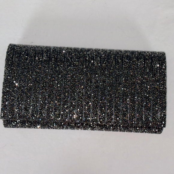 Handbags - Black/Silver Glitter Evening Clutch